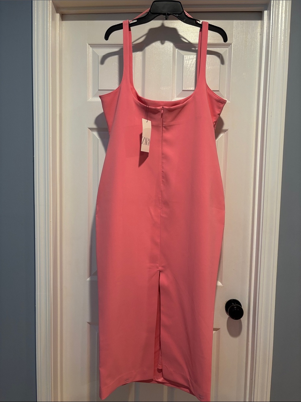 ZARA Coral Pink Sleeveless Midi Dress - Picture 2 of 4
